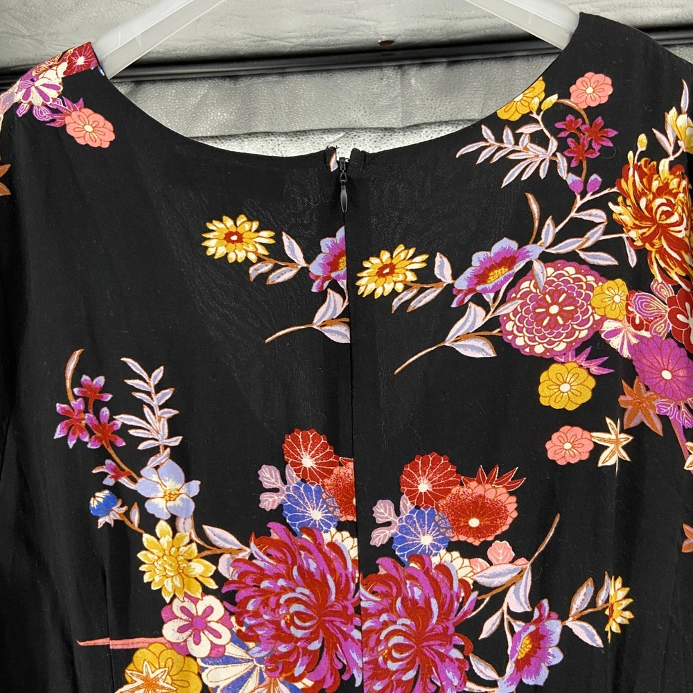 Forever 21+ Womens Plus Size 2X Black Floral V-Neck Cap Sleeve Maxi Dress Slit - Picture 12 of 13